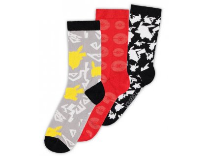 PONOŽKY PÁNSKÉ|SET 3 PÁRŮ|POKÉMON (Velikost EU 39-42)