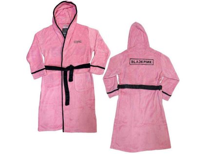 ŽUPAN UNISEX S KAPUCÍ|BLACKPINK  BLACK LOGO|RŮŽOVÝ