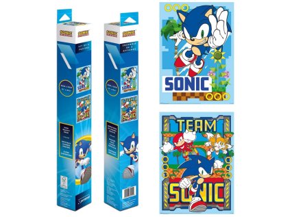 PLAKÁT 38 x 52 cm|SET 2 KUSŮ  SONIC THE HEDGEHOG|SONIC & TEAM