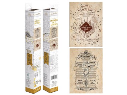 PLAKÁT 38 x 52 cm|SET 2 KUSŮ  HARRY POTTER|MAP AND SCHOOL LIST