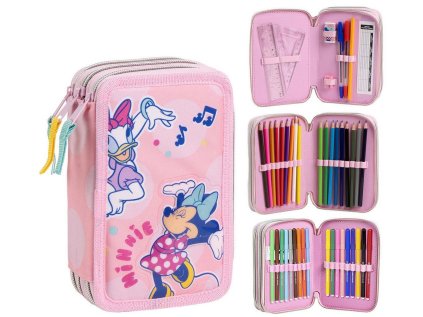 POUZDRO ŠKOLNÍ|DISNEY|MINNIE MOUSE  TROJDÍLNÉ|42 POLOŽEK|13 x 20 x 7 cm