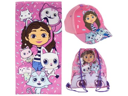 RUČNÍK OSUŠKA SET3|GABBY'S  DOLLHOUSE|RUČNÍK-GYM BAG-KŠILTOVKA