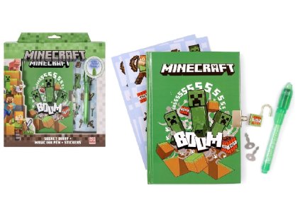 BLOK|ZÁPISNÍK SET3|MINECRAFT  BLOK-SVÍTÍCÍ PROPISKA-SAMOLEPKY