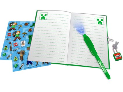 BLOK|ZÁPISNÍK SET3|MINECRAFT  BLOK-SVÍTÍCÍ PROPISKA-SAMOLEPKY