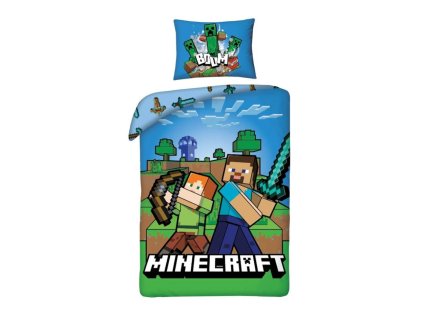 POVLEČENÍ LOŽNÍ|MINECRAFT  OBOUSTRANNÉ|SINGLE|STEVE & ALEX
