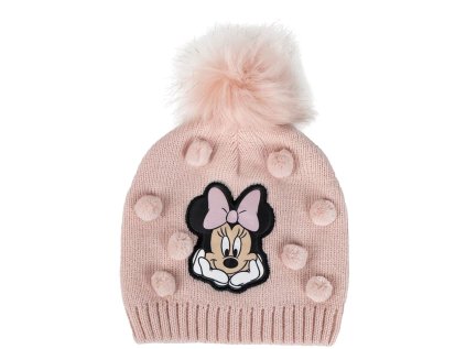 ČEPICE ZIMNÍ DĚTSKÁ KULICH|DISNEY  MINNIE MOUSE|FACE|S BAMBULKAMI