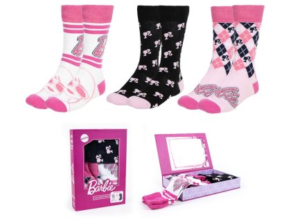 PONOŽKY DÁMSKÉ|SET 3 PÁRŮ|BARBIE  CHARACTERS|VELIKOST (EU 36-43)