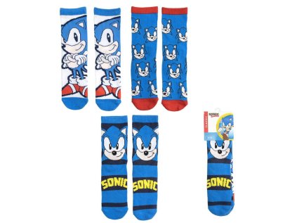 PONOŽKY DĚTSKÉ|SET 3 PÁRŮ  SONIC THE HEDGEHOG