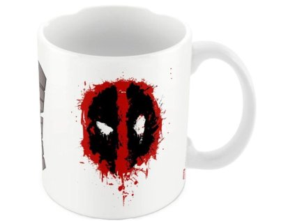HRNEK KERAMICKÝ|MARVEL|DEADPOOL  315 ml|SPLATTER LOGO|BÍLÝ