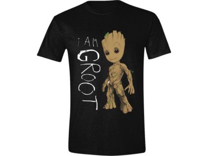 TRIČKO DÁMSKÉ|GUARDIANS OF GALAXY 2  I AM GROOT SCRIBBLES PC|ČERNÉ (XL)