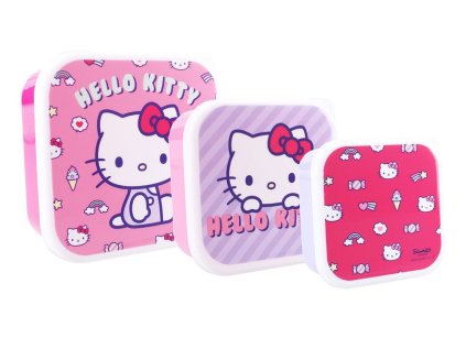 BOX NA SVAČINU|SET 3 KUSŮ  HELLO KITTY|14 x 6 x 14 cm