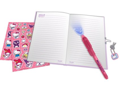 BLOK|ZÁPISNÍK SET3|HELLO KITTY  BLOK-SVÍTÍCÍ PROPISKA-SAMOLEPKY