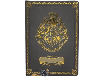 BLOK|ZÁPISNÍK A5|HARRY POTTER  GOLD HOGWARTS CREST