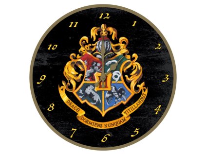 HODINY NÁSTĚNNÉ|HARRY POTTER  HOGWARTS CREST|PRŮMĚR 25 cm