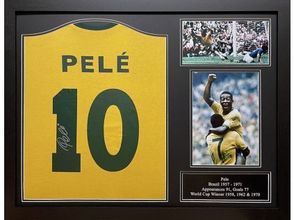 REPLIKA DRESU V RÁMU 90 x 70 cm  BRASIL 1970|PELÉ|PODPIS