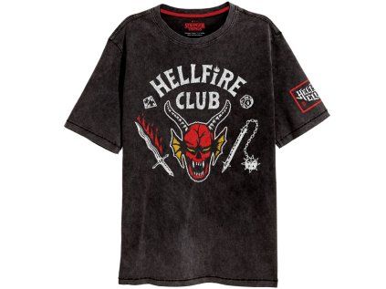 TRIČKO PÁNSKÉ|STRANGER THINGS  HELLFIRE CREST|ČERNÉ