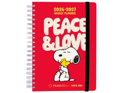 DIÁŘ 2026/2027 A5|SNOOPY  TÝDENNÍ|KROUŽKOVÁ VAZBA