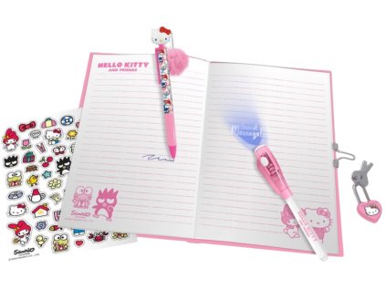 BLOK|ZÁPISNÍK SET4|HELLO KITTY  BLOK-SVÍTÍCÍ PROPISKA-SAMOLEPKY