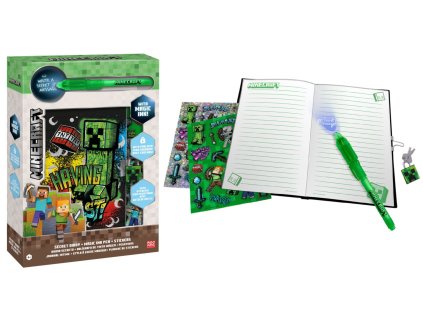 BLOK|ZÁPISNÍK SET3|MINECRAFT  BLOK-SVÍTÍCÍ PROPISKA-SAMOLEPKY