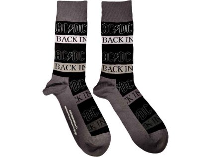 PONOŽKY PÁNSKÉ|AC/DC  BACK IN BLACK|ČERNÉ|VELIKOST 40-45