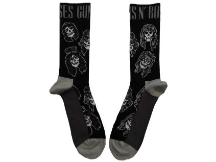 PONOŽKY PÁNSKÉ|GUNS'N'ROSES  SKULLS BAND MONOCHROME|40-45 EU