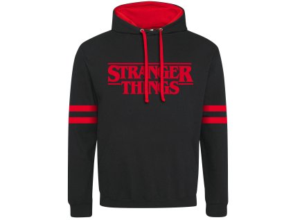 MIKINA PÁNSKÁ|STRANGER THINGS  LOGO|ČERNÁ|VELIKOST (2XL)