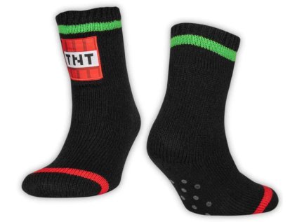 PONOŽKY PLETENÉ DĚTSKÉ|MINECRAFT  TNT|VELIKOST (7-12 let)