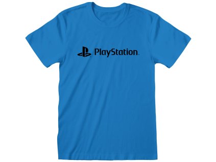 TRIČKO PÁNSKÉ|PLAYSTATION  BLACK LOGO|MODRÉ|VELIKOST (M)