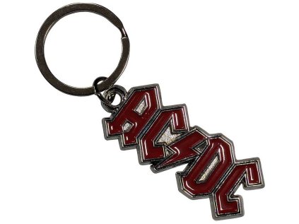 PŘÍVĚSEK NA KLÍČE|AC/DC  RED LOGO|2,3 x 5,3 cm