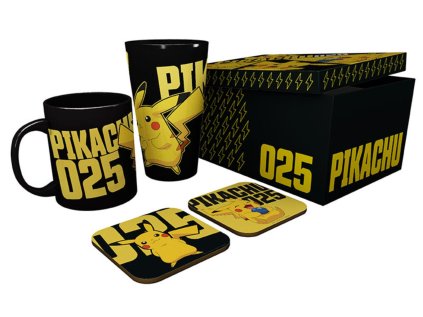 DÁRKOVÝ SET|POKÉMON|PIKACHU  SKLENICE 500 ml|HRNEK 300 ml|TÁCKY