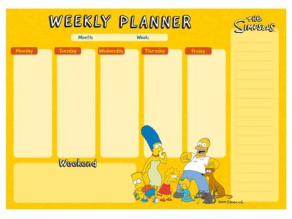PLÁNOVAČ STOLNÍ A4|THE SIMPSONS  TÝDENNÍ PLÁNOVAČ|THE WHOLE FAMILY