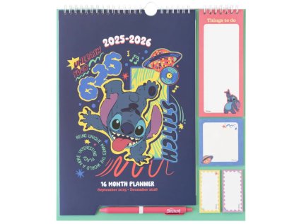 KALENDÁŘ 2026 PLÁNOVACÍ|DĚTSKÝ  STITCH (30 x 34 cm) 16 měsíců