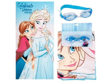 RUČNÍK OSUŠKA SET2|DISNEY  FROZEN|RUČNÍK-PLAVECKÉ BRÝLE