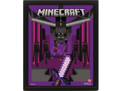 OBRÁZEK 3D|28 x 24 cm  MINECRAFT|ENDER DRAGON DUEL