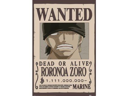 PLAKÁT 61 x 91,5 cm  ONE PIECE|WANTED ZORO