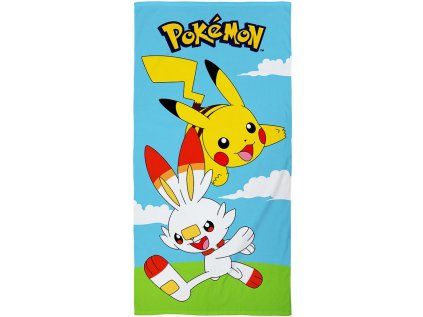 RUČNÍK OSUŠKA|POKÉMON  PIKACHU AND SCORBUNNY|70 x 140 cm