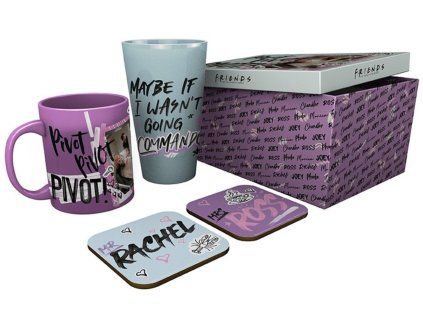 DÁRKOVÝ SET|FRIENDS  SKLENICE 500 ml|HRNEK 300 ml|TÁCKY