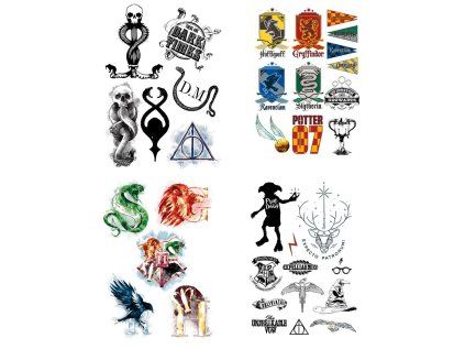 TETOVAČKY|HARRY POTTER  SET 4 LISTŮ