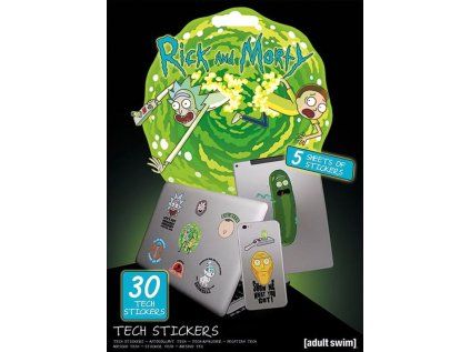 SAMOLEPKY NA ELEKTRONIKU  RICK AND MORTY|5 LISTŮ|30 NÁLEPEK
