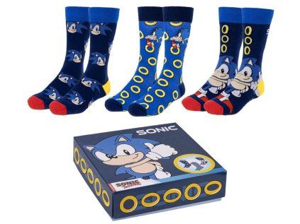 PONOŽKY PÁNSKÉ|SET 3 PÁRŮ|SONIC  THE HEDGEHOG|VELIKOST (EU 36-43)