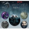 PLACKY|ODZNAKY|SET 5 KUSŮ  THE WITCHER|DESIGN 2,5 cm|3,8 cm