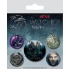 PLACKY|ODZNAKY|SET 5 KUSŮ  THE WITCHER|DESIGN 2,5 cm|3,8 cm