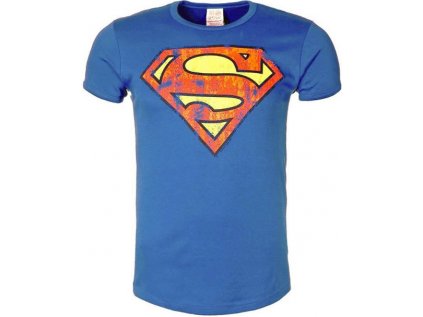 TRIČKO PÁNSKÉ/SUPERMAN  LOGO/MODRÉ/SLIMFIT