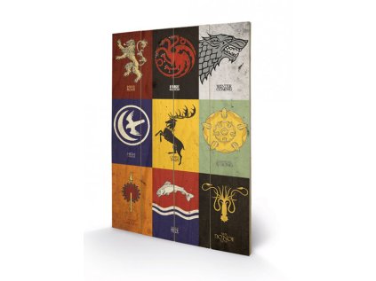 OBRAZ|MALBA NA DŘEVĚ 40 cm x 59 cm  GAME OF THRONES|SIGILS