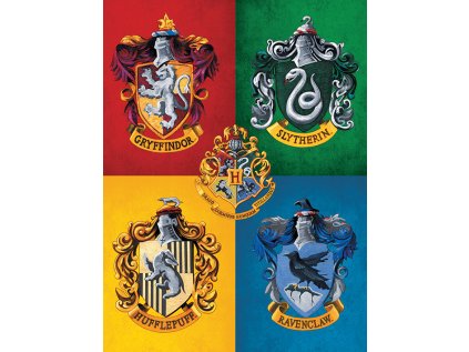 OBRAZ NA PLÁTNĚ CANVAS|30 x 40 cm  HARRY POTTER|COLOURFUL CRESTS