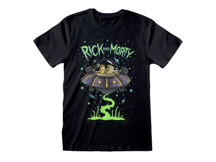 TRIČKO PÁNSKÉ|RICK AND MORTY  SPACE CRUISER|ČERNÉ|VELIKOST (2XL)