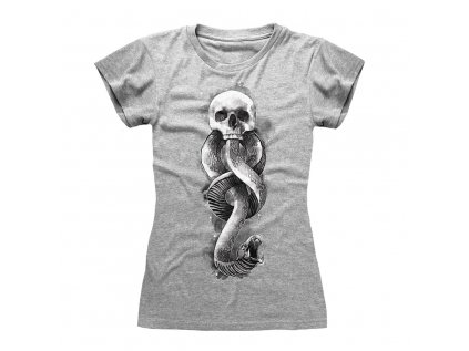 TRIČKO DÁMSKÉ|HARRY POTTER  DARK ARTS SNAKE|ŠEDÉ|VELIKOST (S)