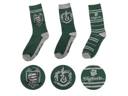 PONOŽKY|SET 3 PÁRŮ|HARRY POTTER  SLYTHERIN|VELIKOST EU 35-45