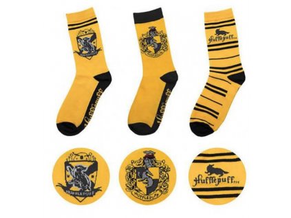 PONOŽKY|SET 3 PÁRŮ|HARRY POTTER  HUFFLEPUFF|VELIKOST 2-10|EU 35-45