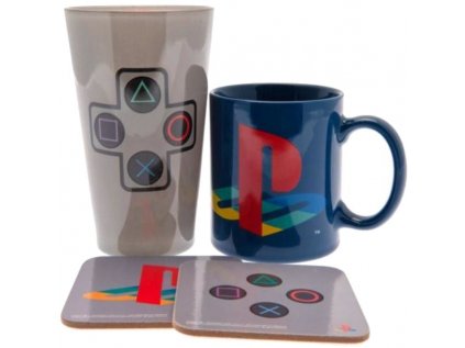 DÁRKOVÝ SET|PLAYSTATION  SKLENICE 500 ml|HRNEK 300 ml|TÁCKY